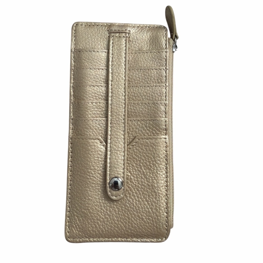 Genuine Leather Thin Vertical Stacker Women's Wallet Card Case with ID
